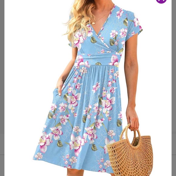 Light Blue Floral Dress - Picture 2 of 2